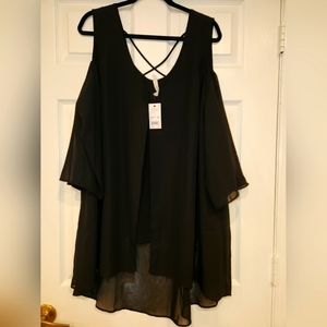 Woman's Sheer overlay dressy blouse